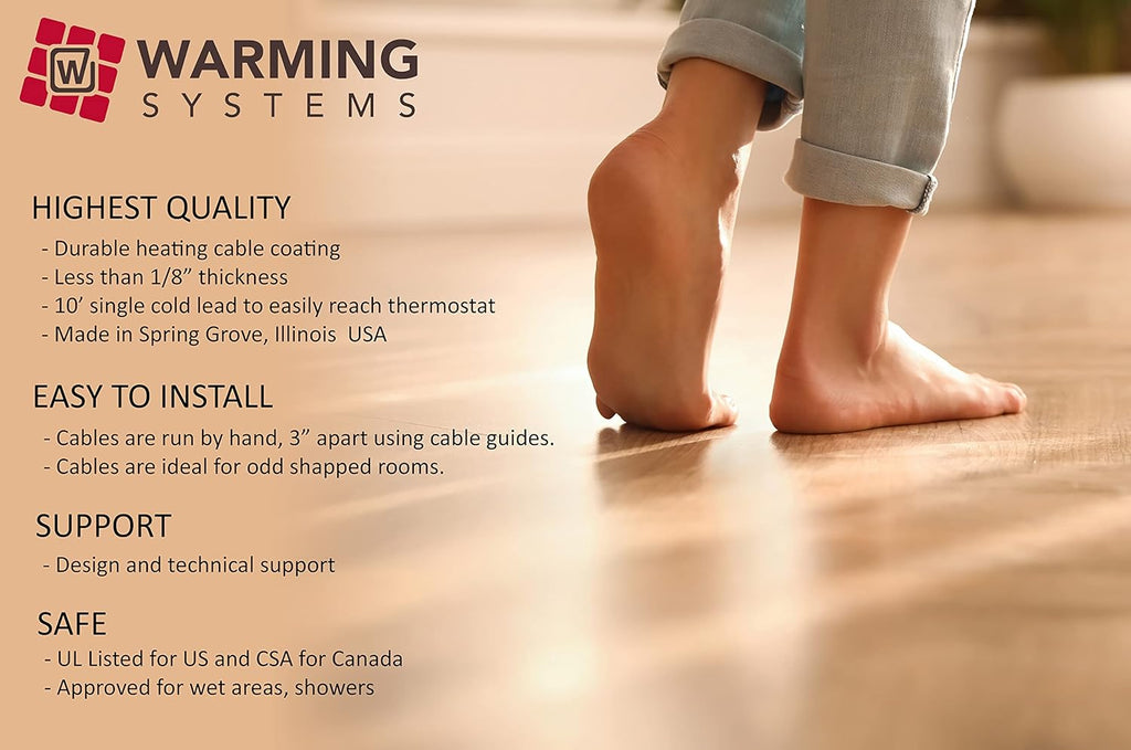 120 V Electric Radiant Floor Heating Cable with Programmable Thermostat S4158