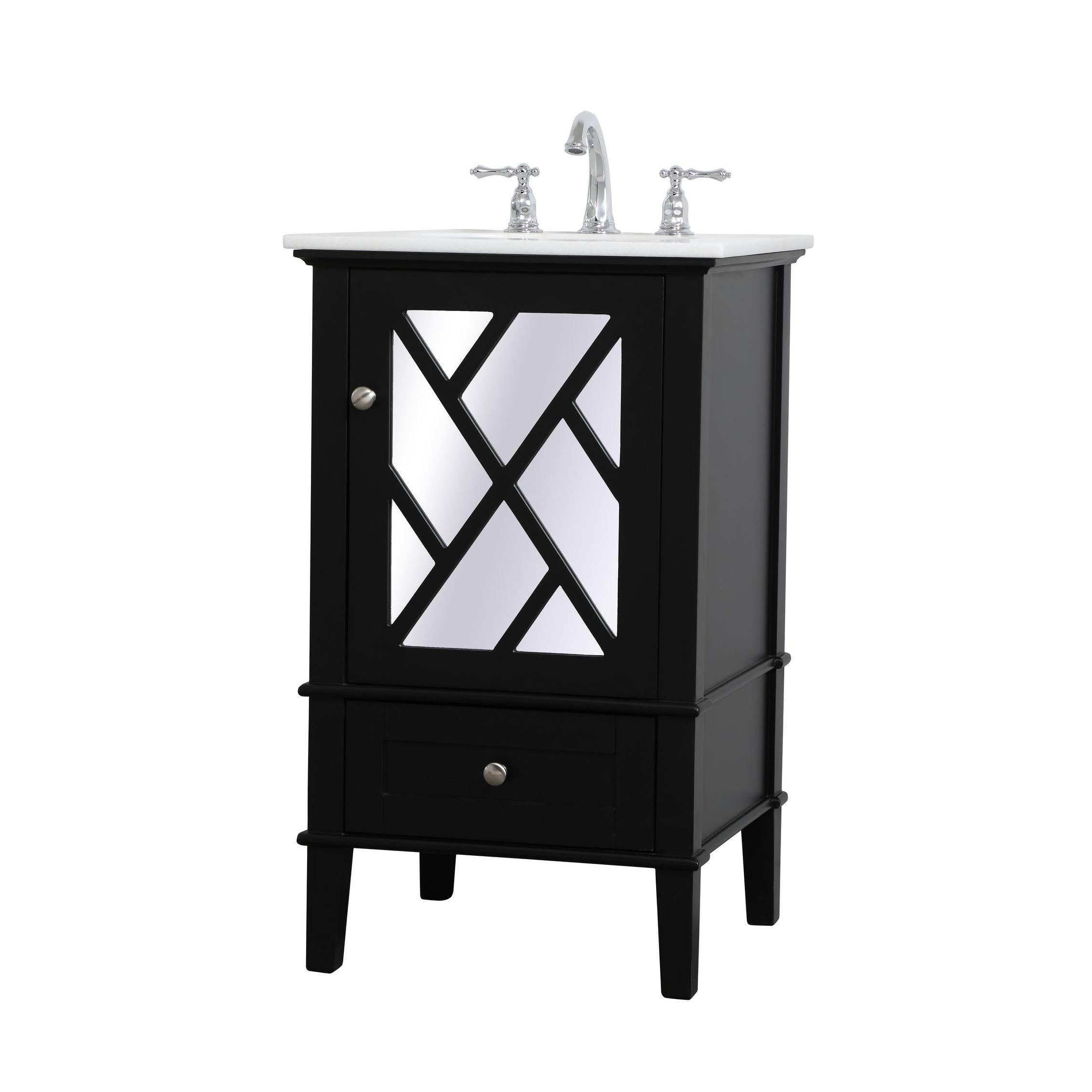 White Marble Top Vanity Cabinet Set 24 inch D749