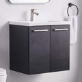 Grey Wood Grain 2-Door Bathroom Vanity with White Ceramic Sink I824559
