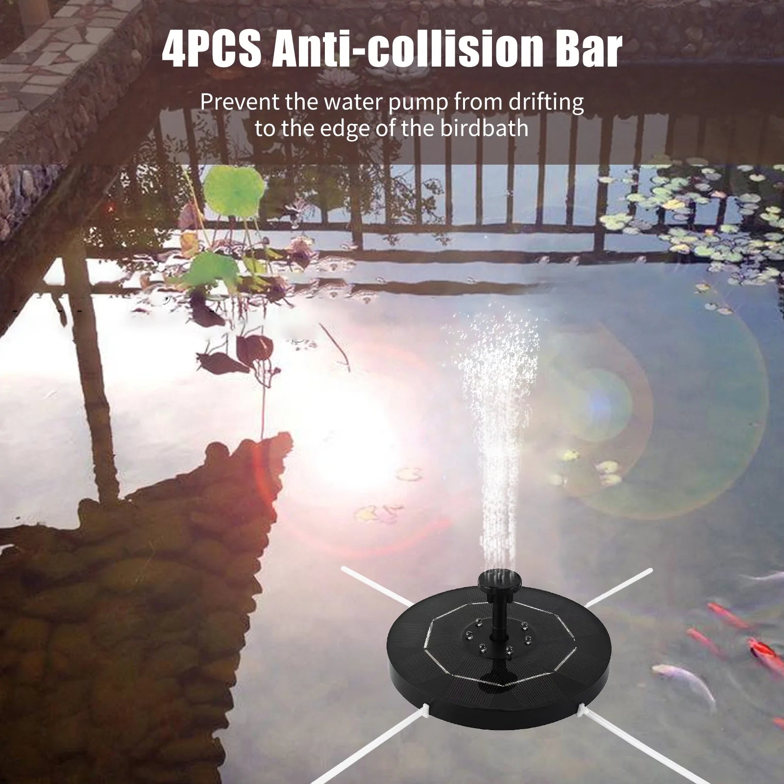 Solar Fountain Pump with 1800mAh Battery 6 Nozzles A866