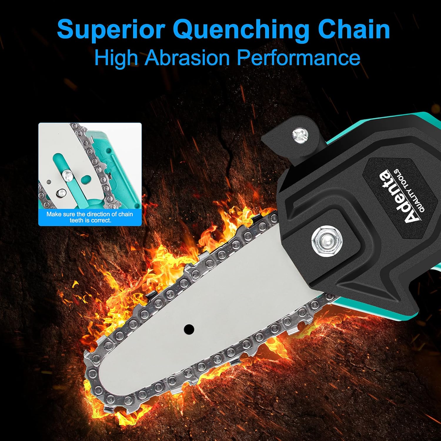 4-Inch Cordless Electric Handheld Chainsaw with 2 Batteries and 2 Chains B655