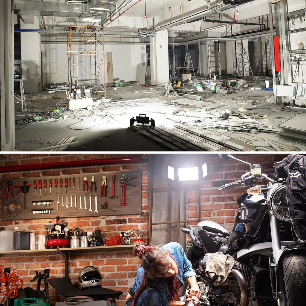 80W LED Work Light, 3 Adjustable Heads, 7200LM, IP65 Waterproof, 6500K Daylight White, 16.4ft Power Cord, Pack of 2 Z283361