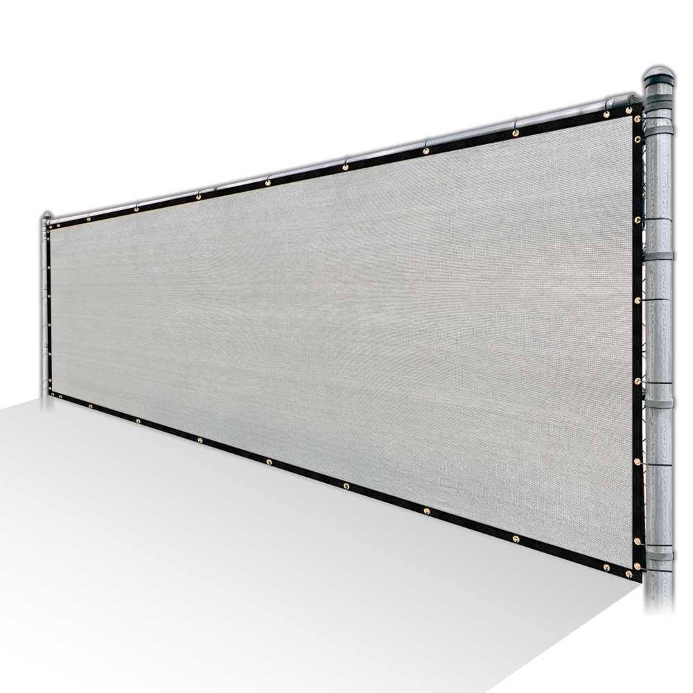 Grey Privacy Fence Screen HDPE Mesh Windscreen with Reinforced Grommets M49999