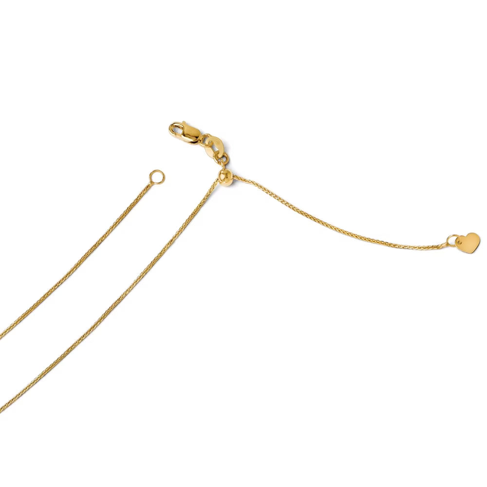 14k Yellow Gold Adjustable Wheat Chain Necklace U48779
