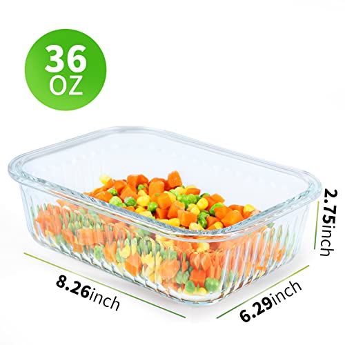 5 Packs 36 oz Glass Food Storage Containers with Lids, White Y951341