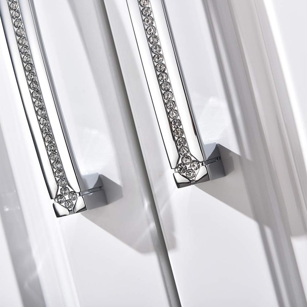 Polished Chrome Cabinet Handles with Screws, 128mm Hole Center, 2 Pack I66041