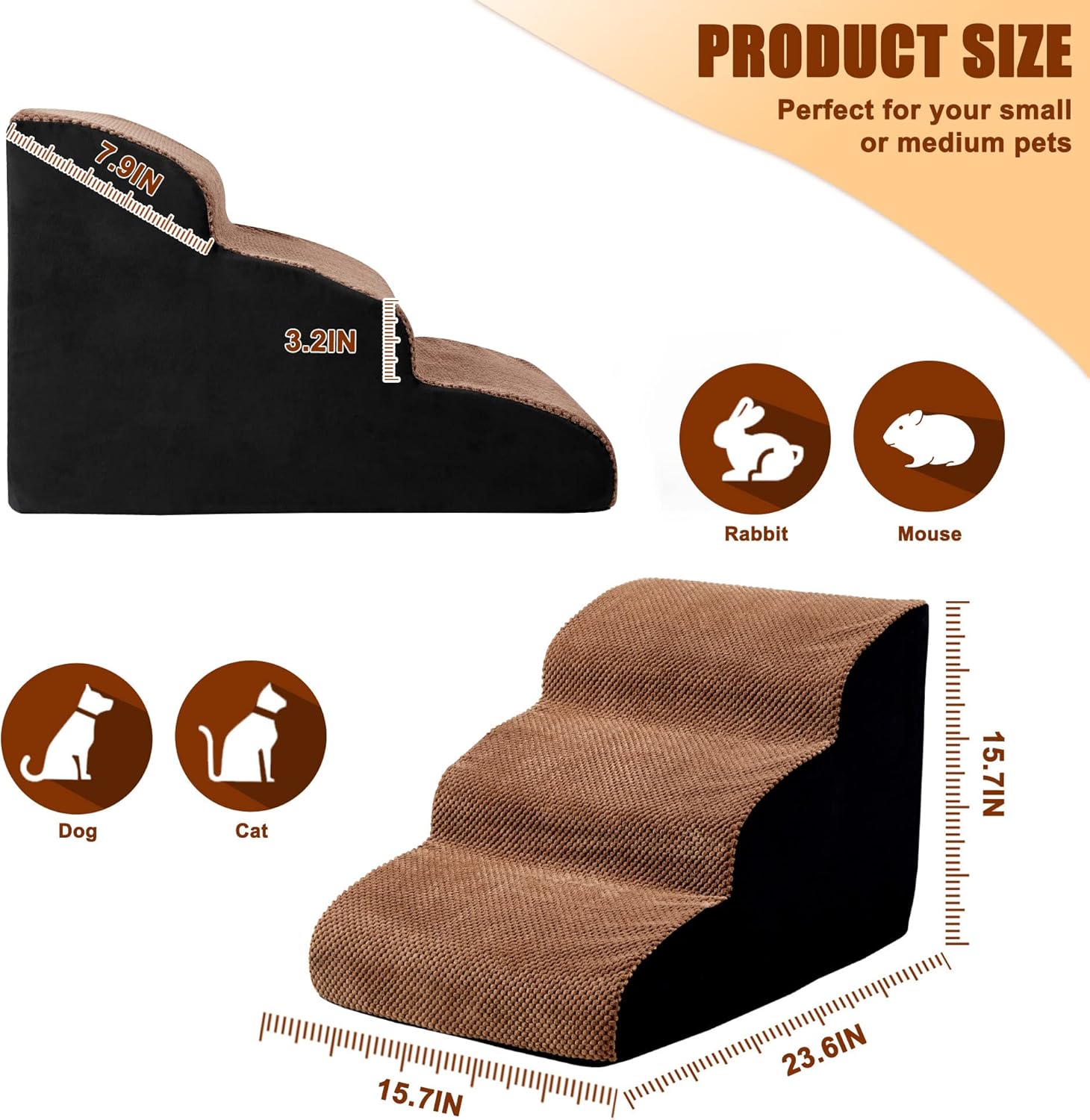 3 Tiers Foam Dog Ramps Non-Slip Pet Step G516193