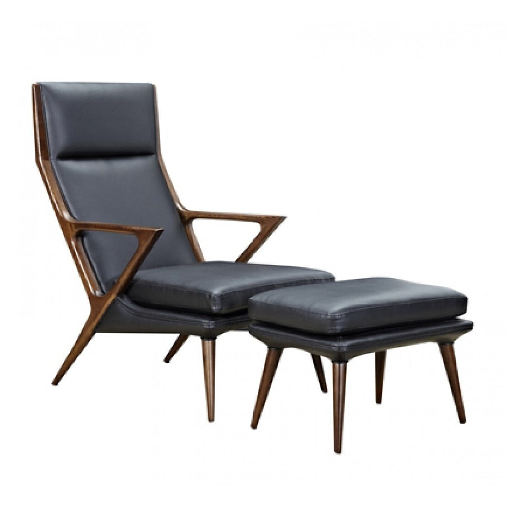 Black Lounge Chair & Ottoman Q9914