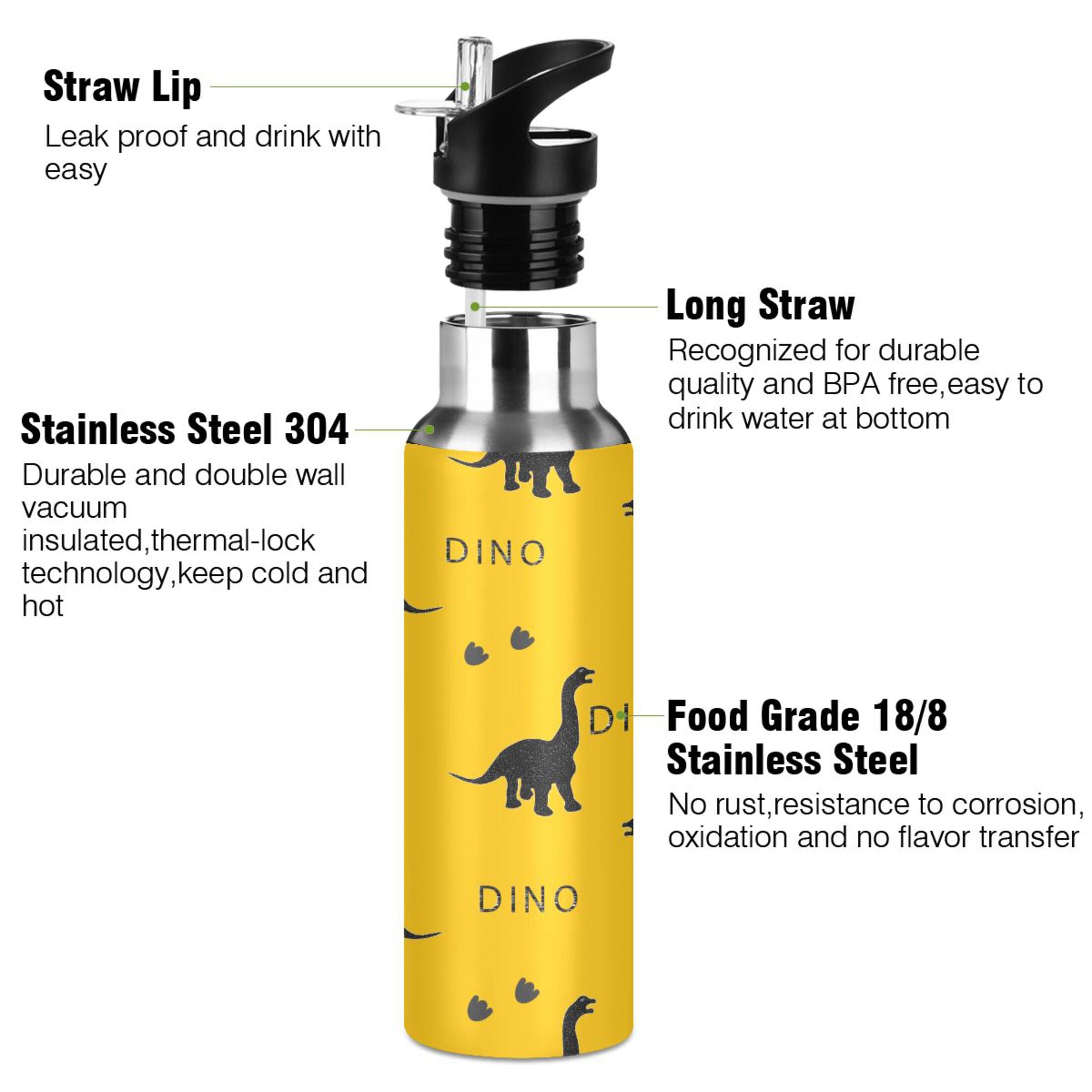 Stainless Steel Insulated Water Bottle with Straw Lid C915