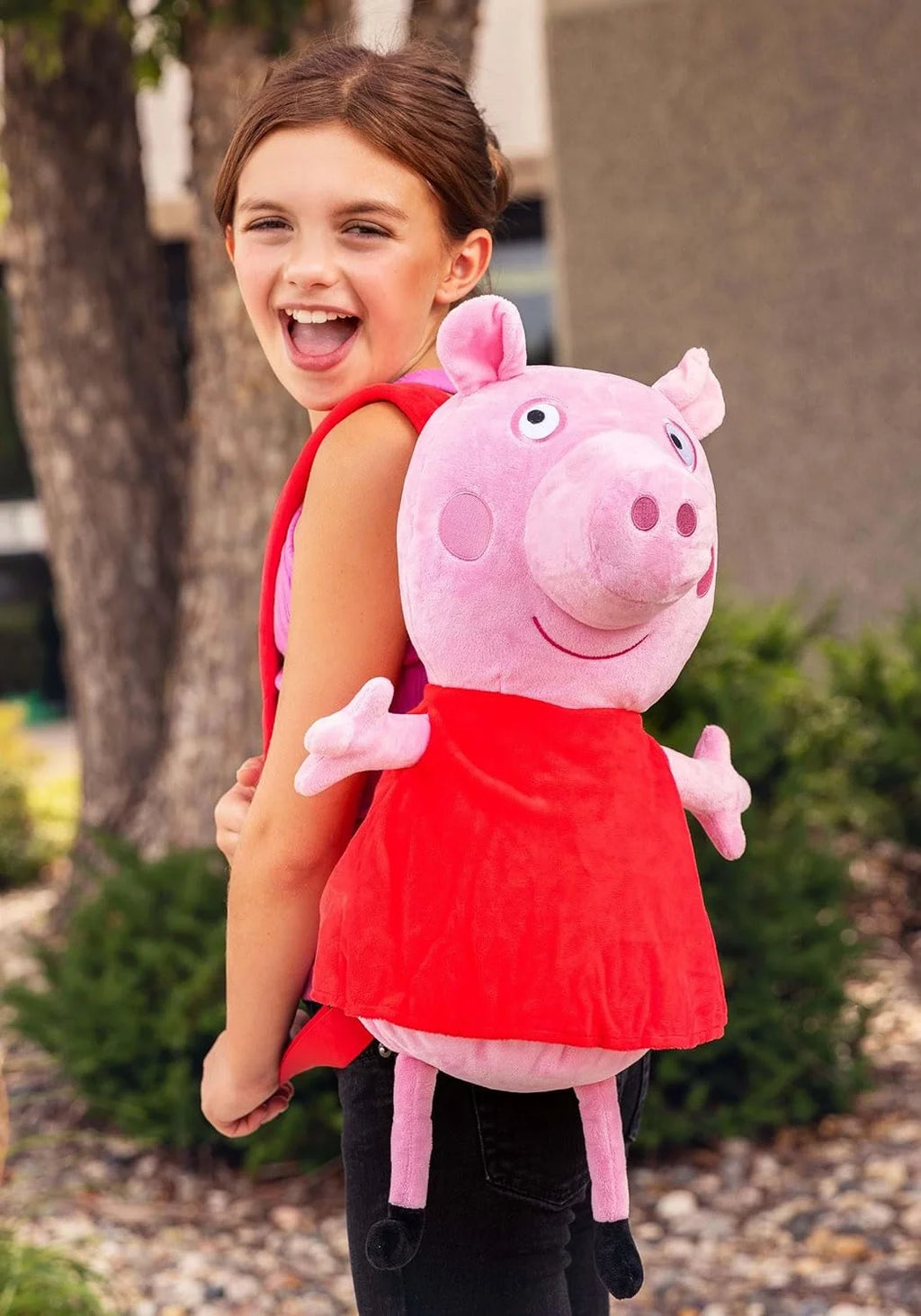Pink & Red Plush Backpack Stuffed Toy Animal with Zipper Pocket 15" F4505