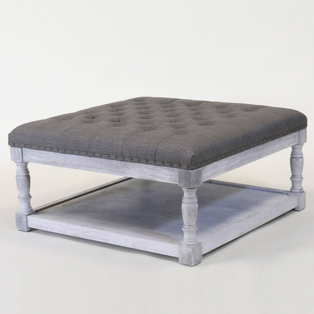 Tufted Textile Shelved Ottoman, Brown I596