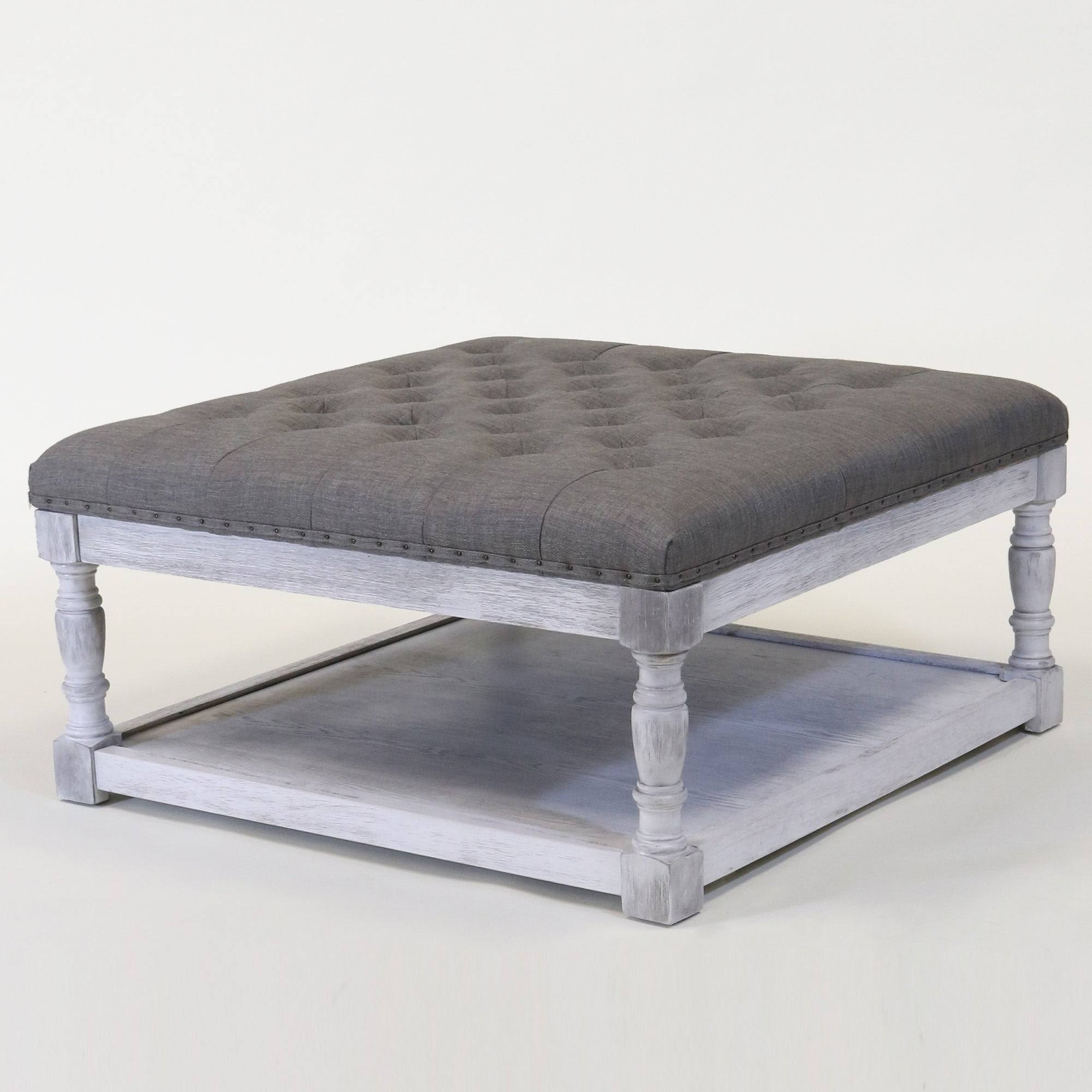 Tufted Textile Shelved Ottoman, Brown I596