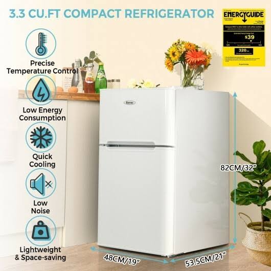 White Compact Refrigerator with Freezer L89494