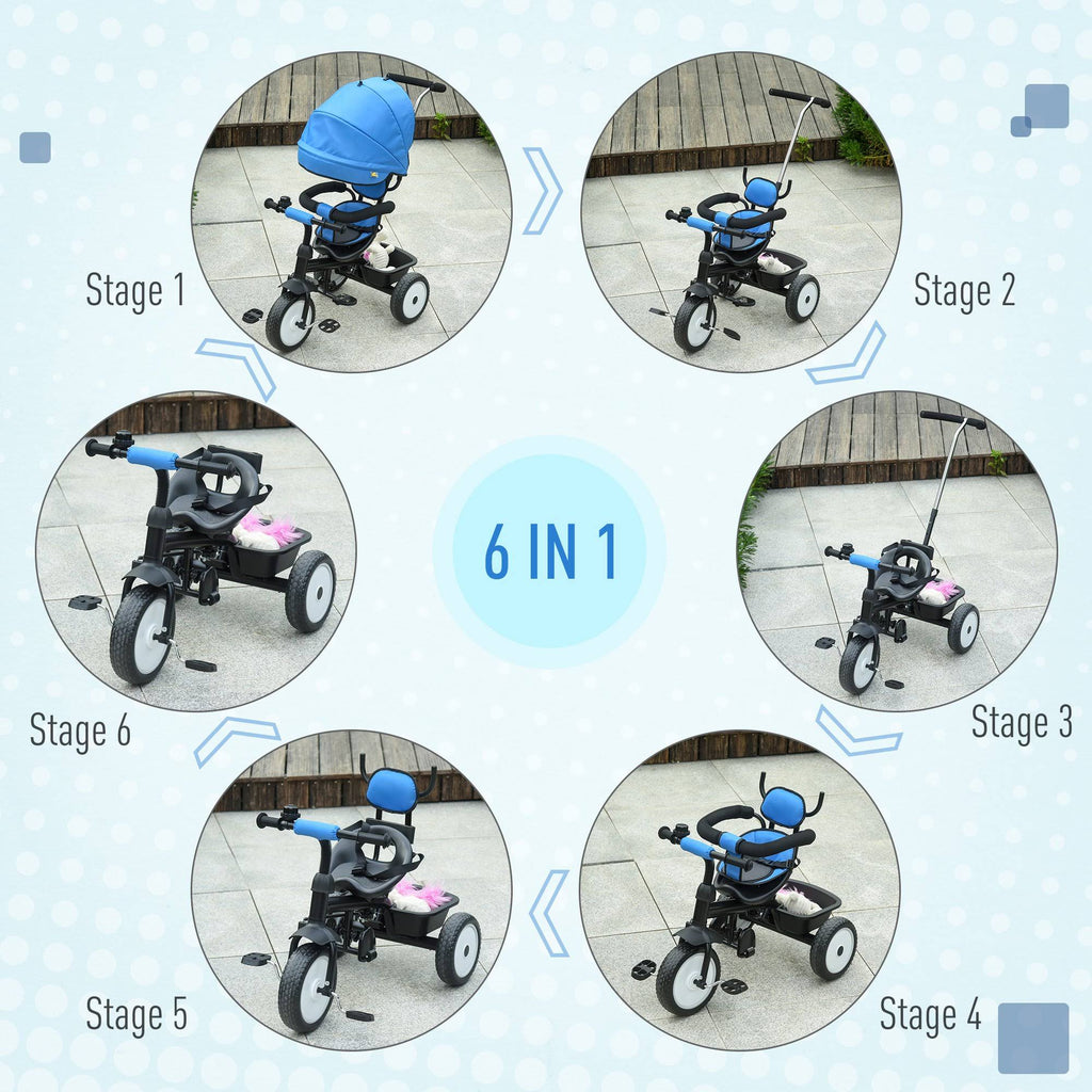 2 in 1 Baby Tricycle Stroller with Adjustable Canopy Detachable Guardrail Safety Belt V70300