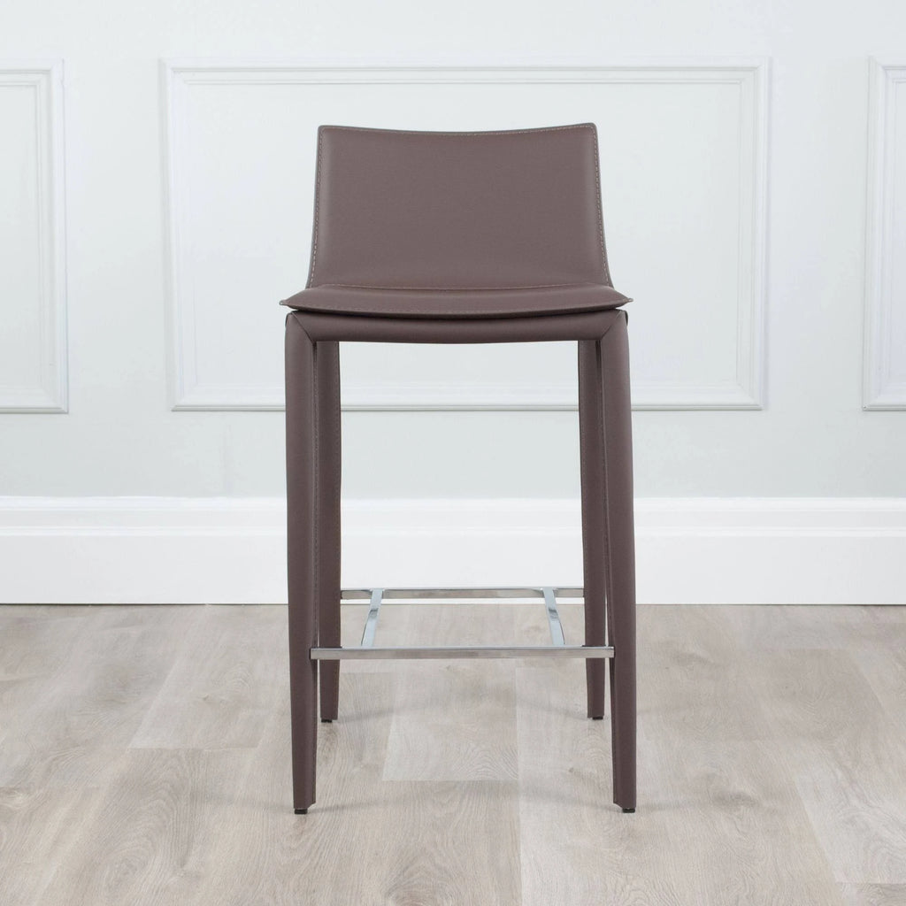 Black Leather Wrapped Counter Stool with Steel Frame B433