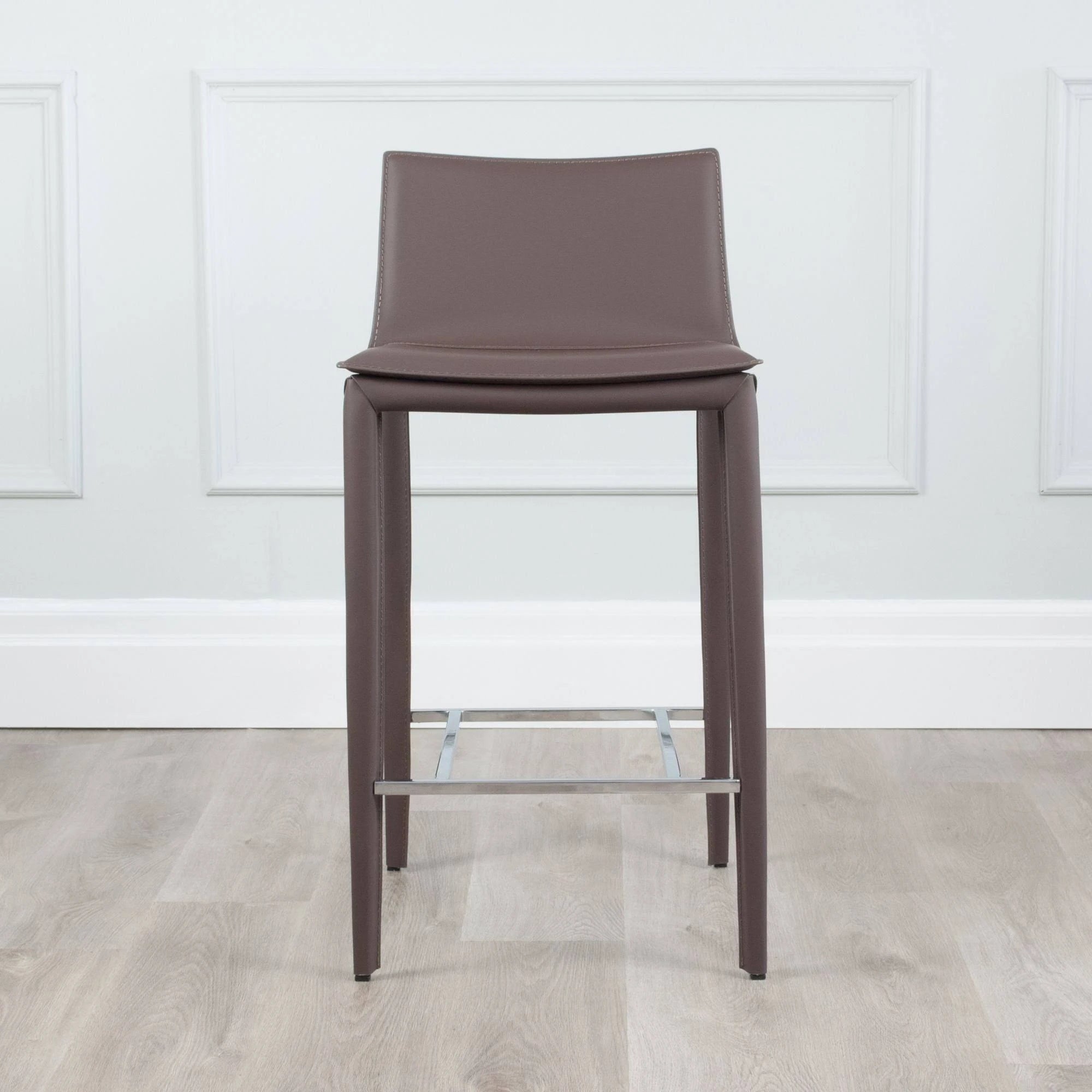 Black Leather Wrapped Counter Stool with Steel Frame B433
