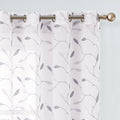 Grey Sheer Embroidered Leaf Curtains 63 inches Grommet Top 2 Panels D7425