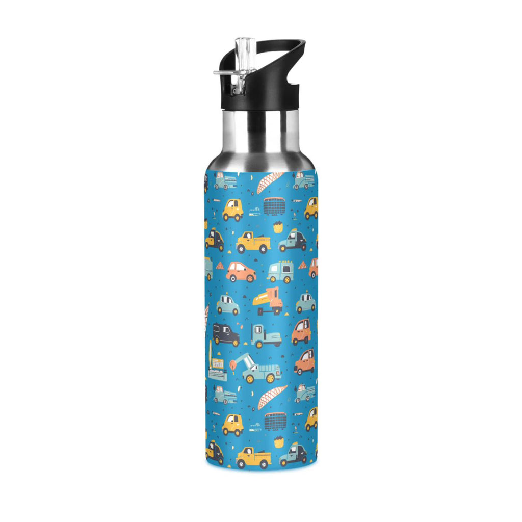 Cartoon Car Trucks Insulated Stainless Steel Water Bottle with Straw Lid 20 oz N767