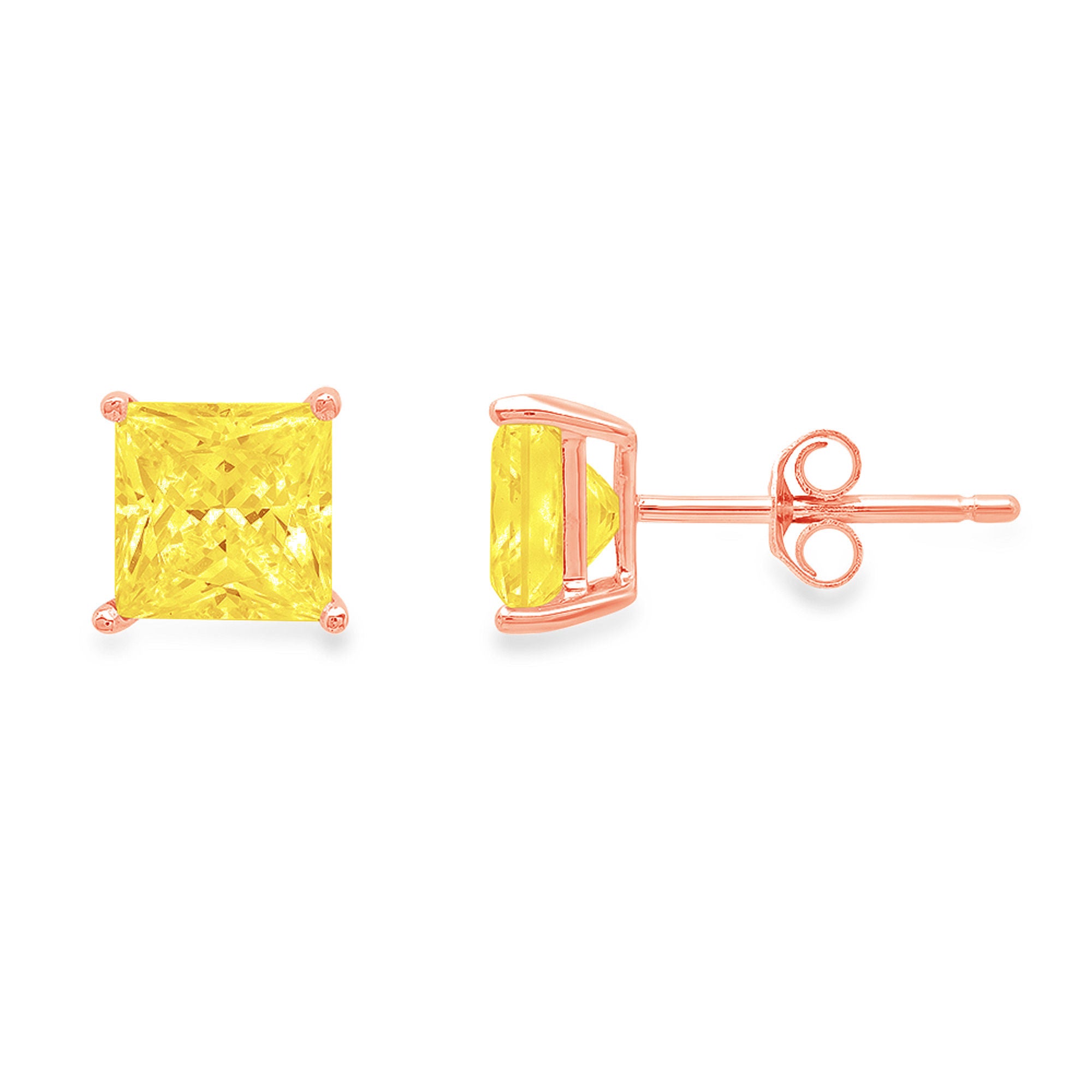 18K Pink Rose Gold Solitaire Stud Earrings U5305