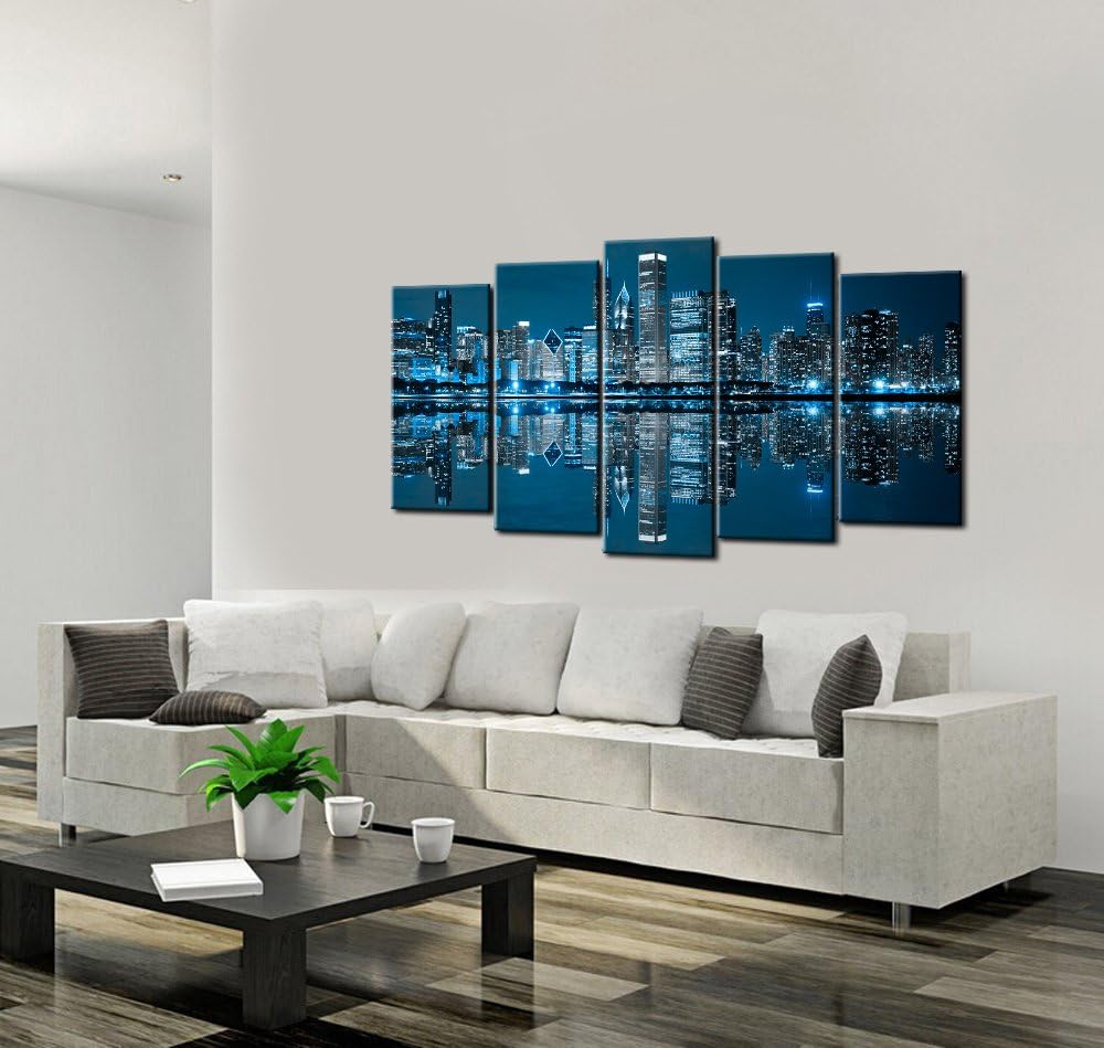 Large 5 Panels Framed Canvas Print Wall Art E549034