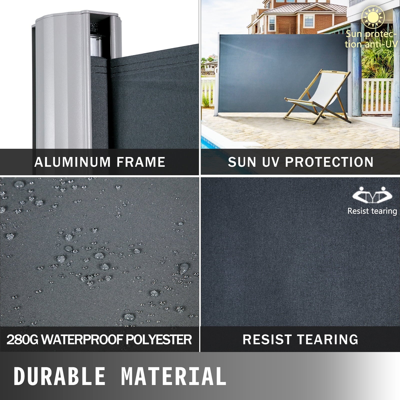 Retractable Side Awning Patio Screen 63x118inch Privacy Screen Q464