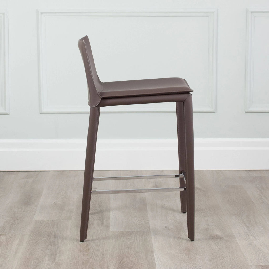 Black Leather Wrapped Counter Stool with Steel Frame B433