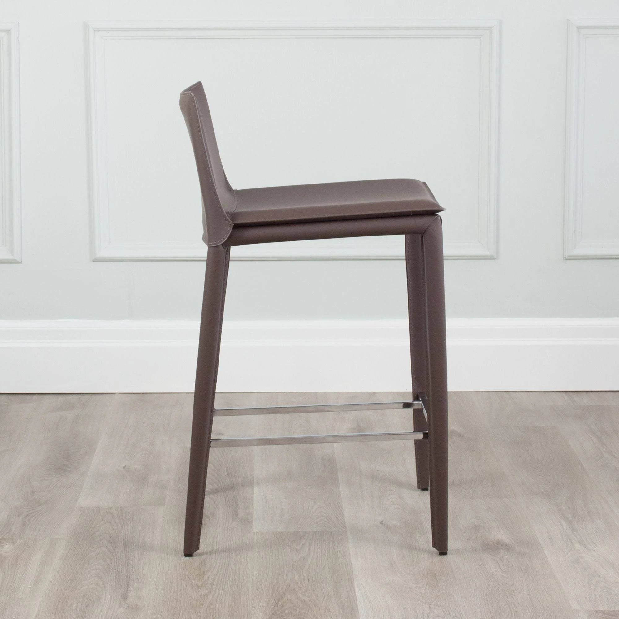 Black Leather Wrapped Counter Stool with Steel Frame B433