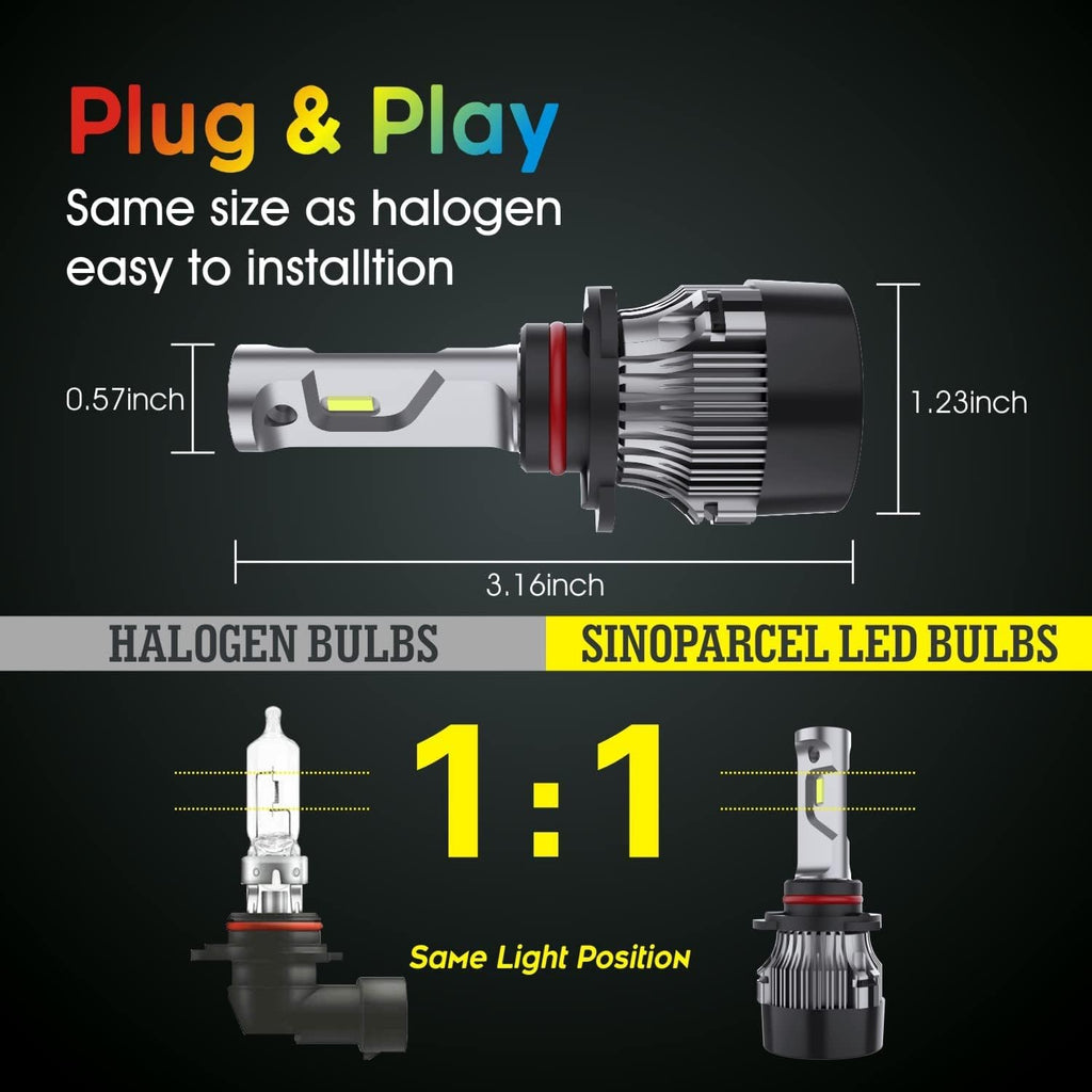 9005/HB3 High Beam and H11 Low Beam LED Headlight Bulbs Combo, 10000LM 6500K, Pack of 4 A604453