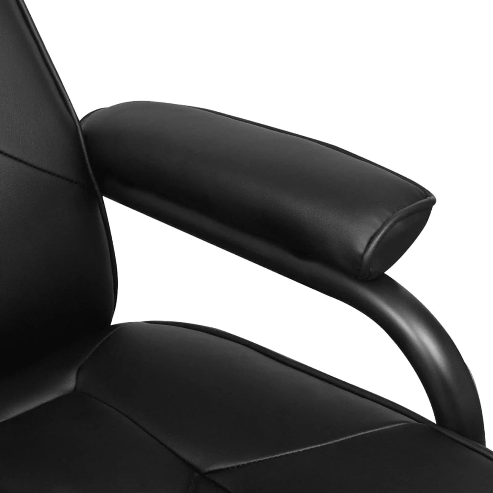 Swivel Recliner with Ottoman Black Faux Leather W244448