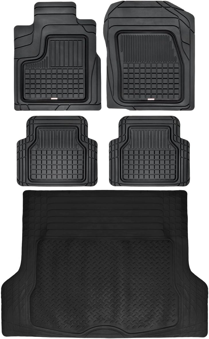 Black 5 Piece All-Weather Heavy Duty Rubber Car Floor Mat & Cargo Truck Liner D59210