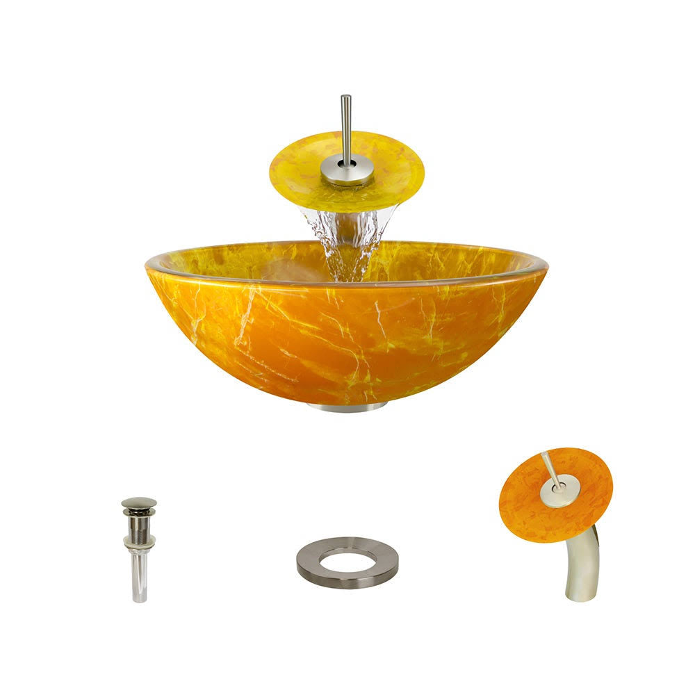 Brushed Nickel Waterfall Faucet Bathroom Ensemble G699640
