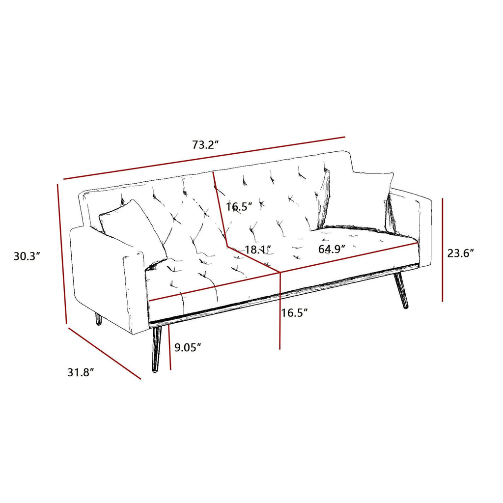 Cream White Convertible Folding Futon Sofa Bed N540287