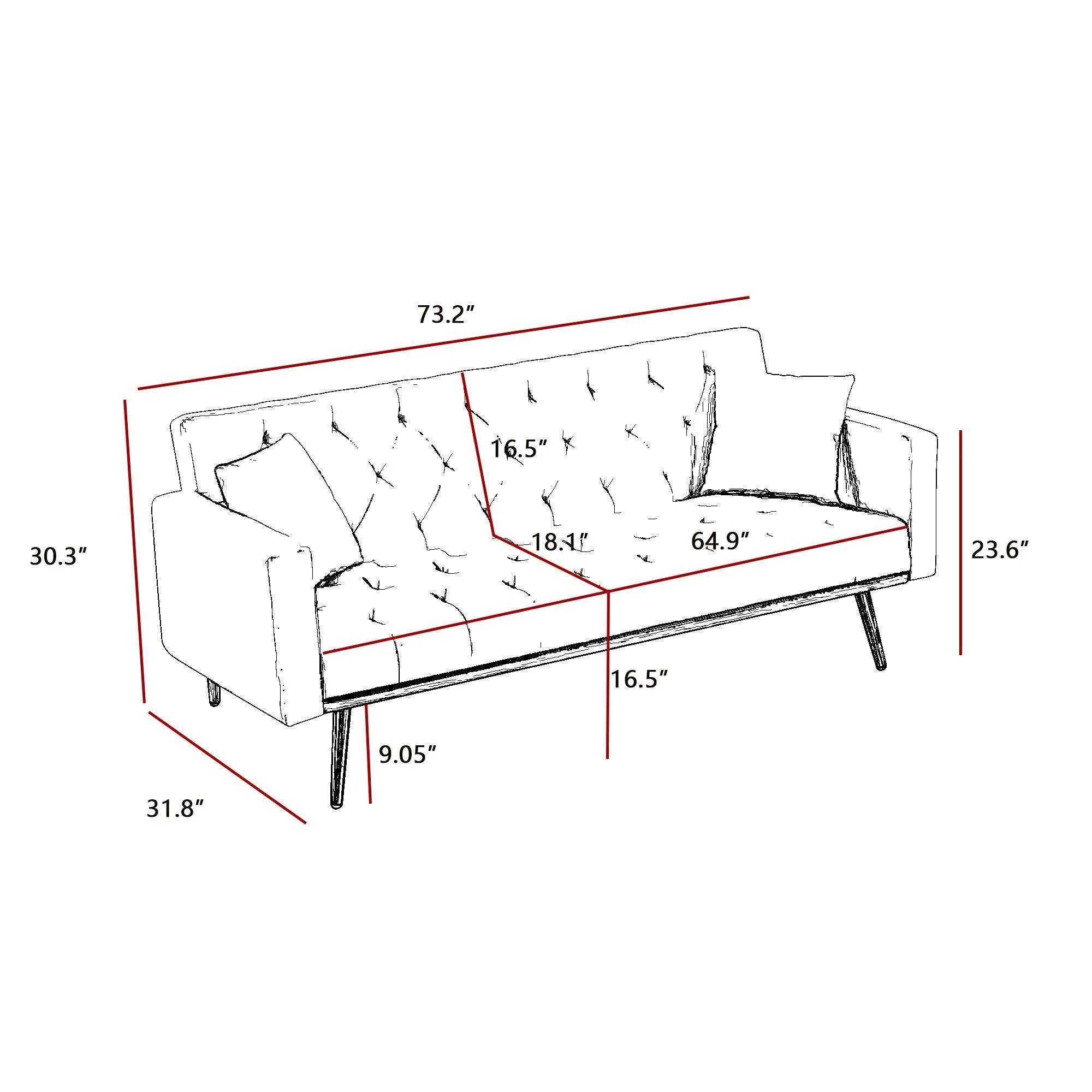 Cream White Convertible Folding Futon Sofa Bed N540287