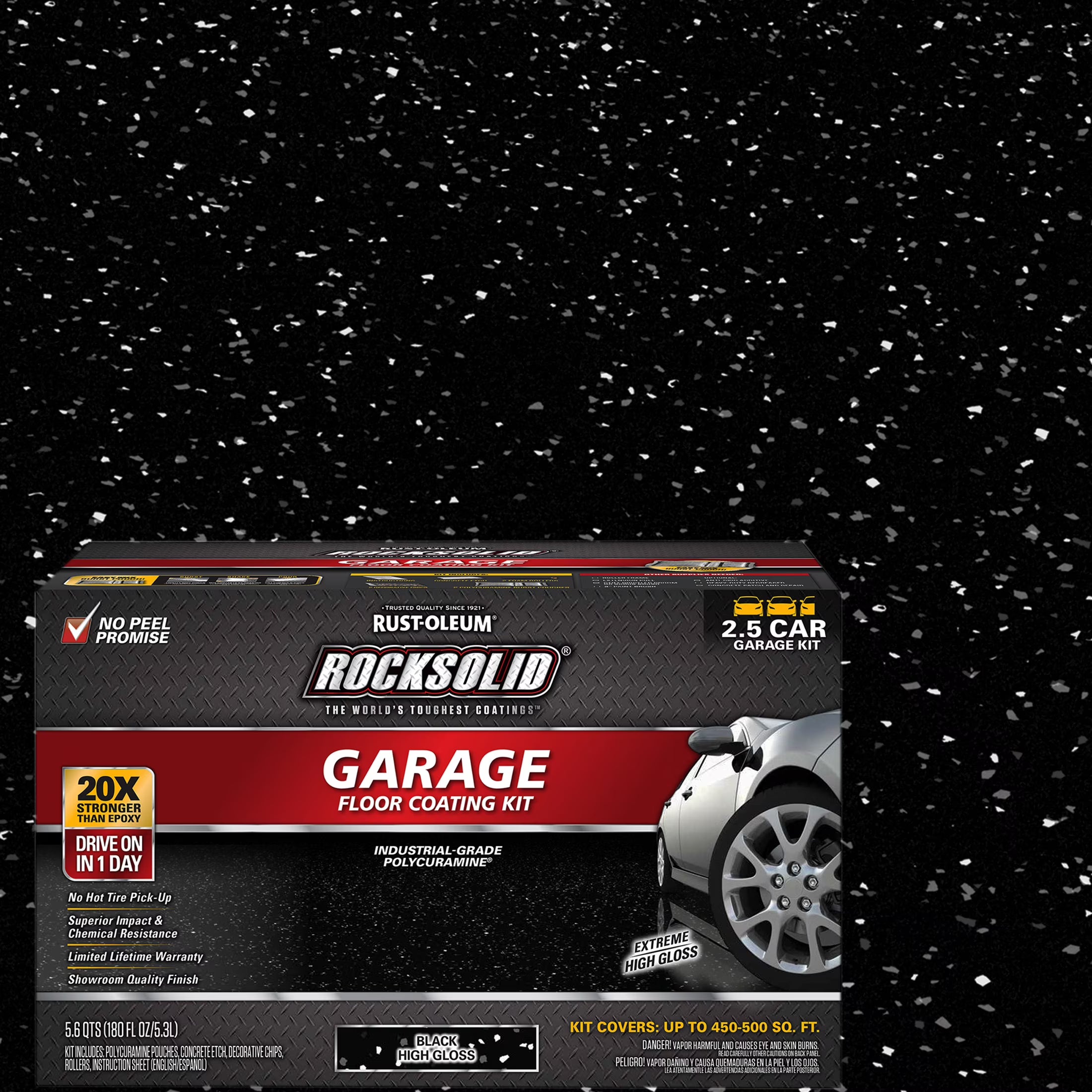 Black High Gloss Garage Floor Coating Kit, 180 oz O3394