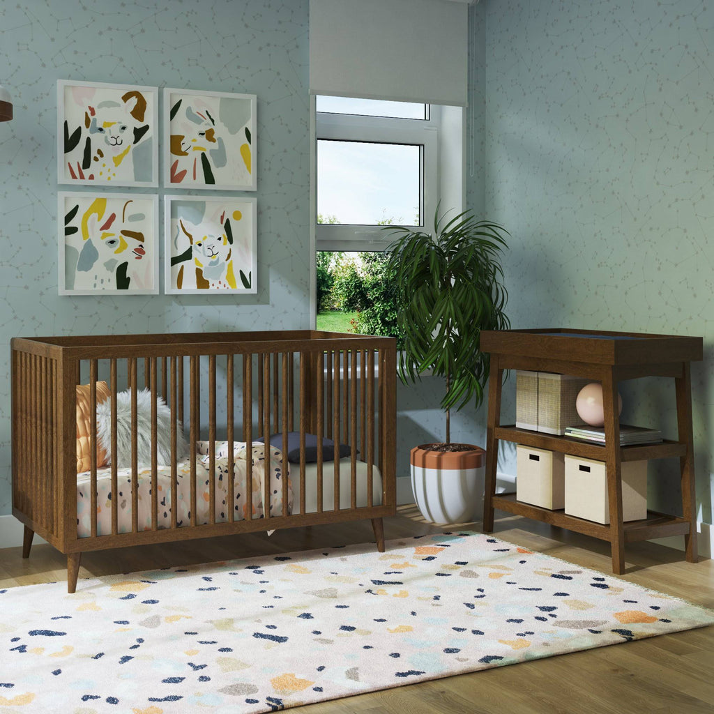 Walnut 3-in-1 Convertible Baby Crib D934419