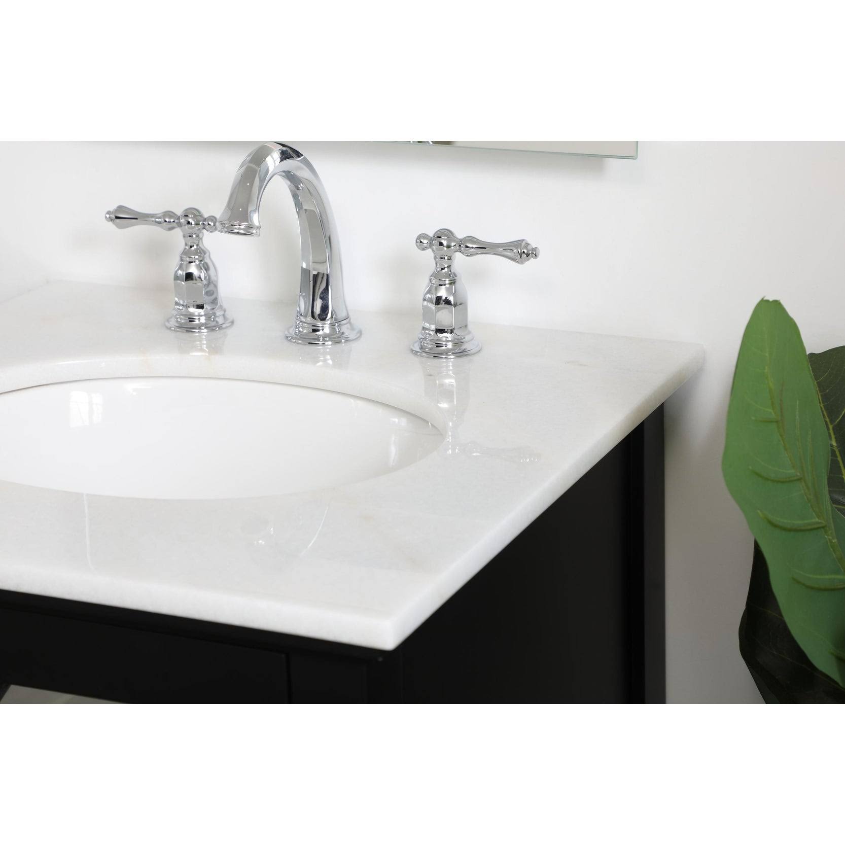 White Marble Top Vanity Cabinet Set 24 inch D749