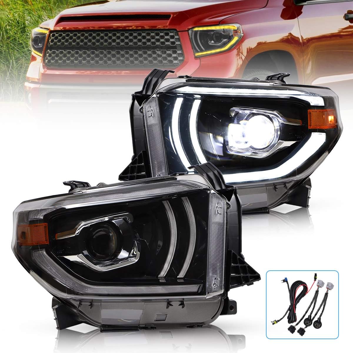 Black Housing Projector Headlights for Tundra 2014-2019 Y24446