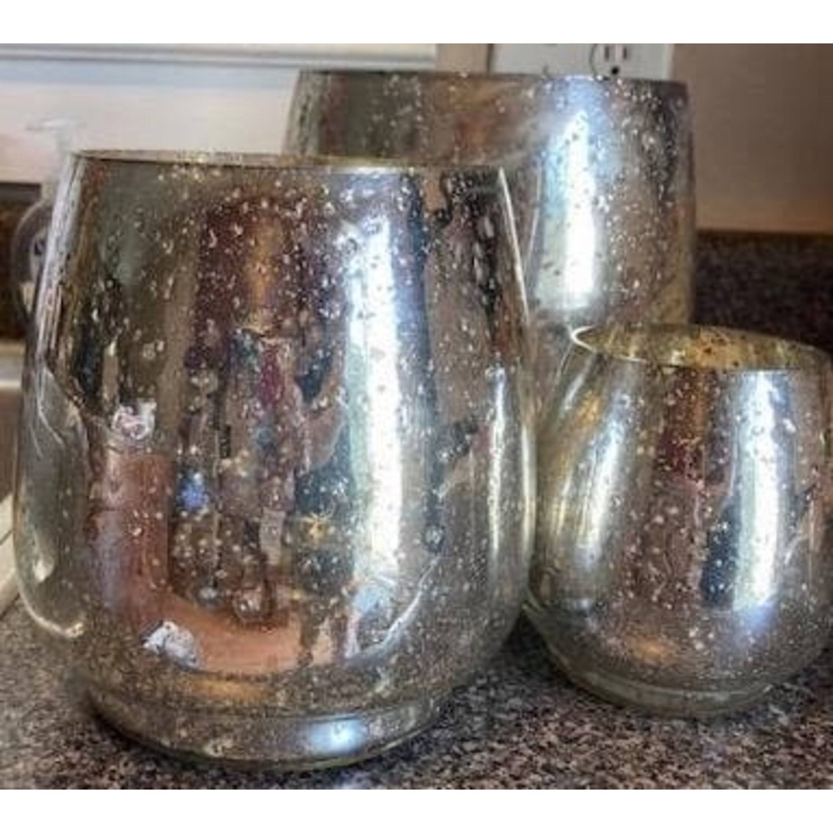 Silver Mercury Glass Candle Holders W841