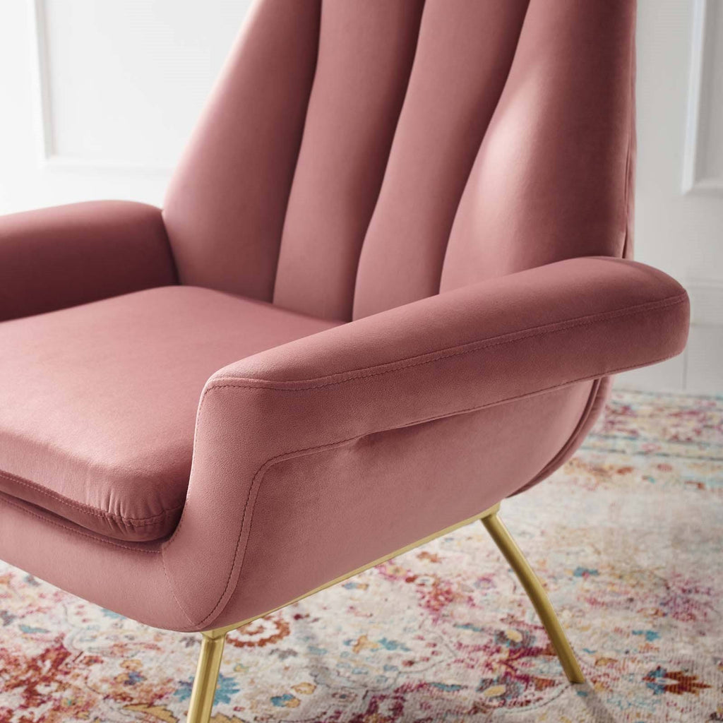 Dusty Rose Performance Velvet Armchair C975