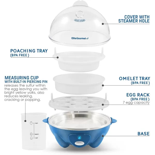 7 Egg Capacity Electric Egg Cooker with Auto Shut-Off S12854