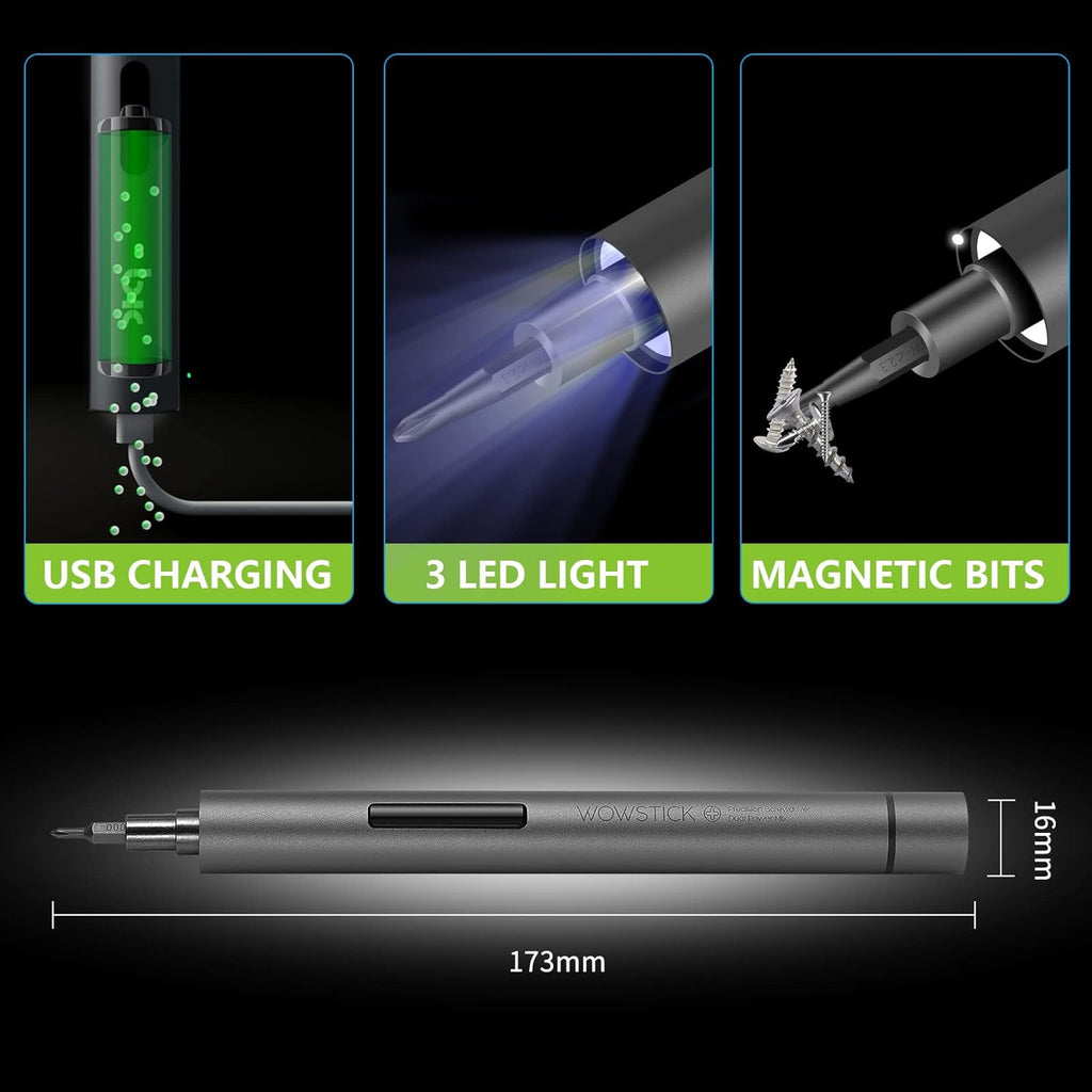 Mini Electric Screwdriver 69 In 1 Precision Screwdriver Set with 56 Magnetic Precision Bits & LED Light, Rechargeable, Pack of 2 S303798