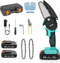 4-Inch Cordless Electric Handheld Chainsaw with 2 Batteries and 2 Chains B655