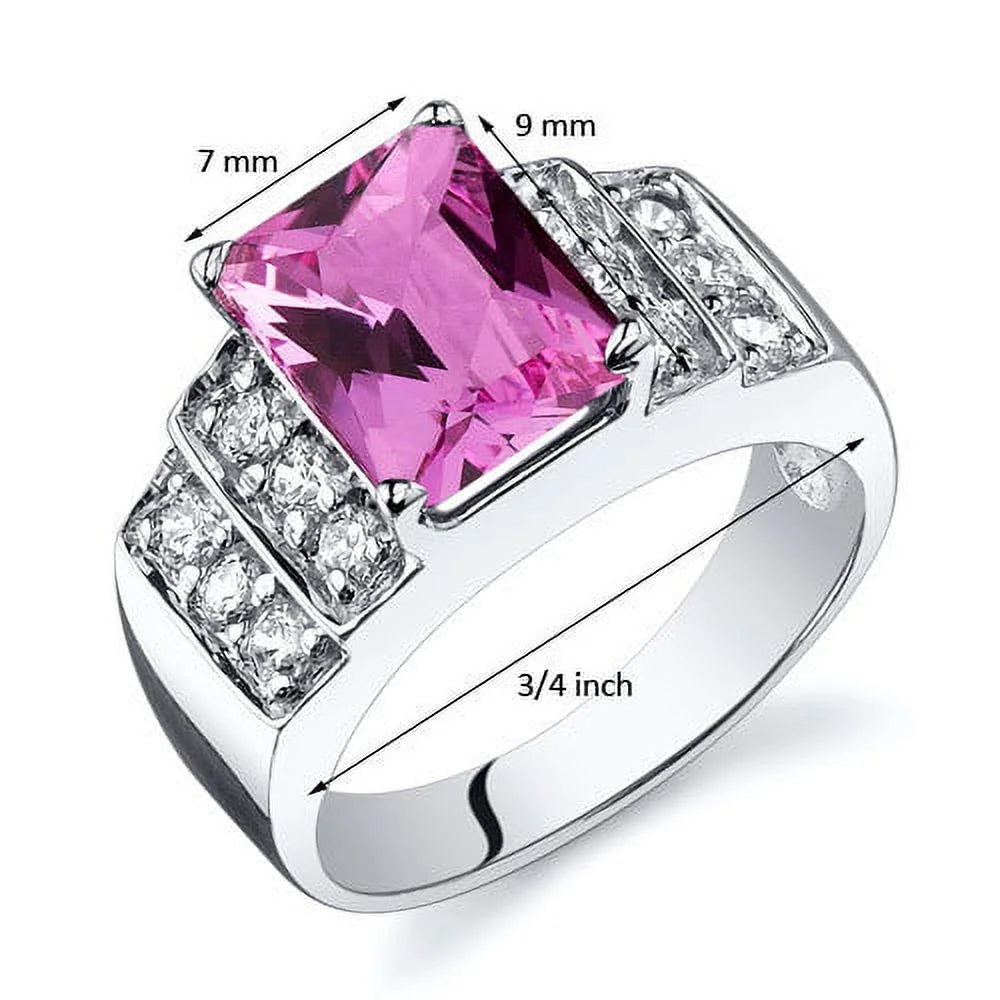 Pink Created Sapphire Ring in Sterling Silver F571644