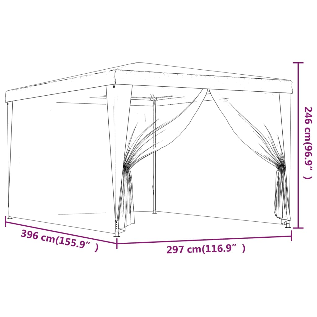 Party Tent with 4 Mesh Sidewalls Blue 9.8'x13.1' HDPE S895781