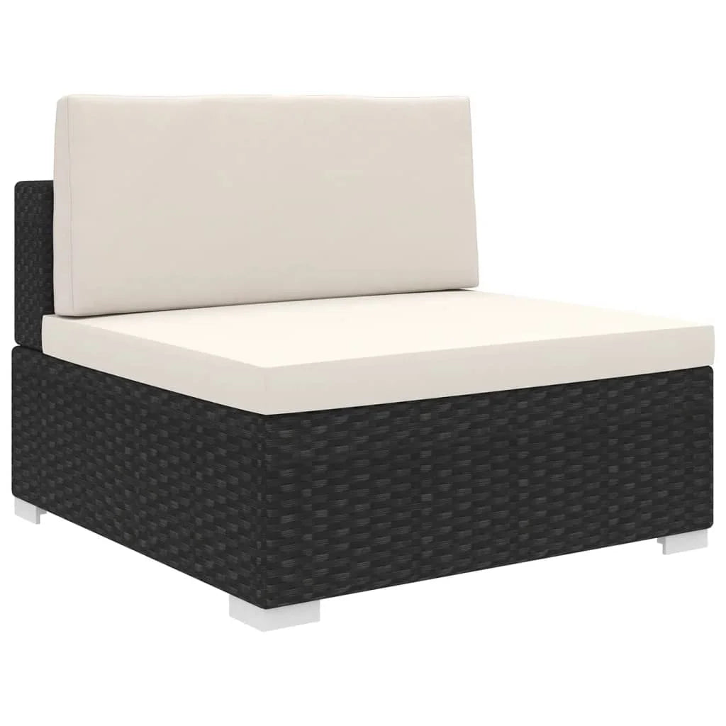Poly Rattan Black Sectional Middle Seat with Cushions V9288