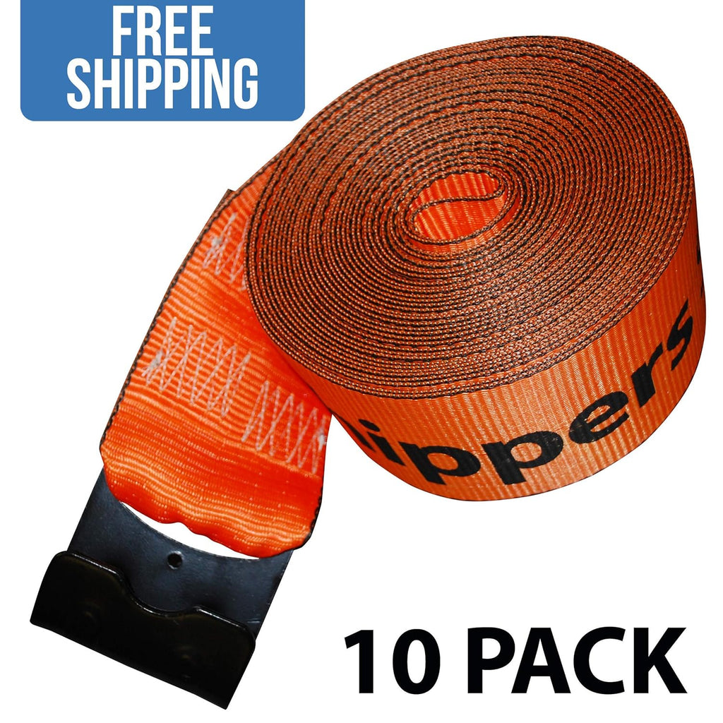 10 Pack Orange Winch Strap with Flat Hook P520765