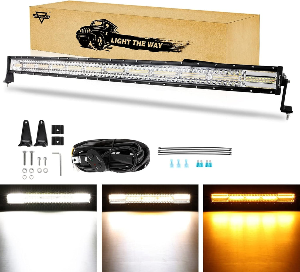 Curved Amber White Strobe LED Light Bar 50 Inch 288W I4849