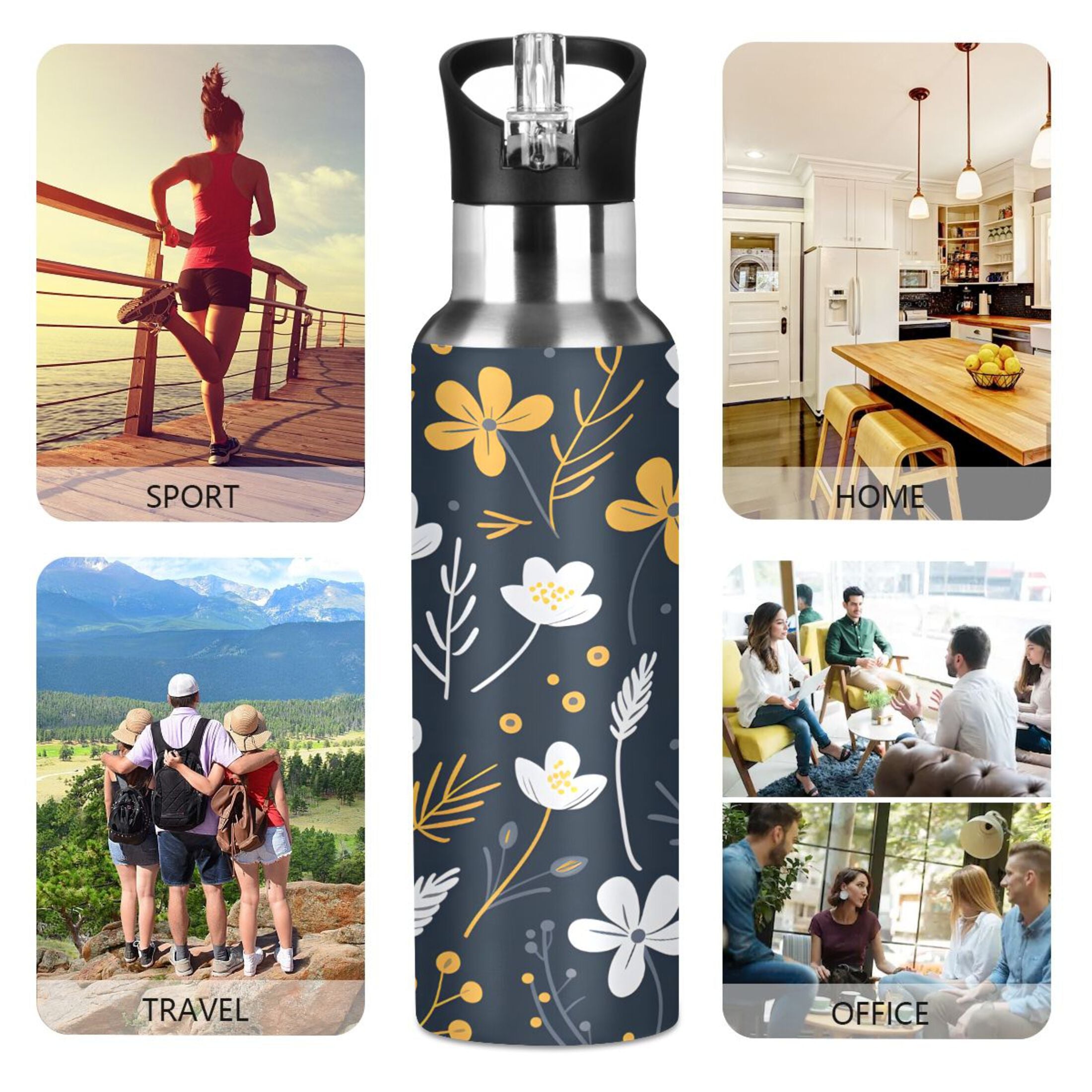 Stainless Steel Insulated Water Bottle with Straw Lid A936553