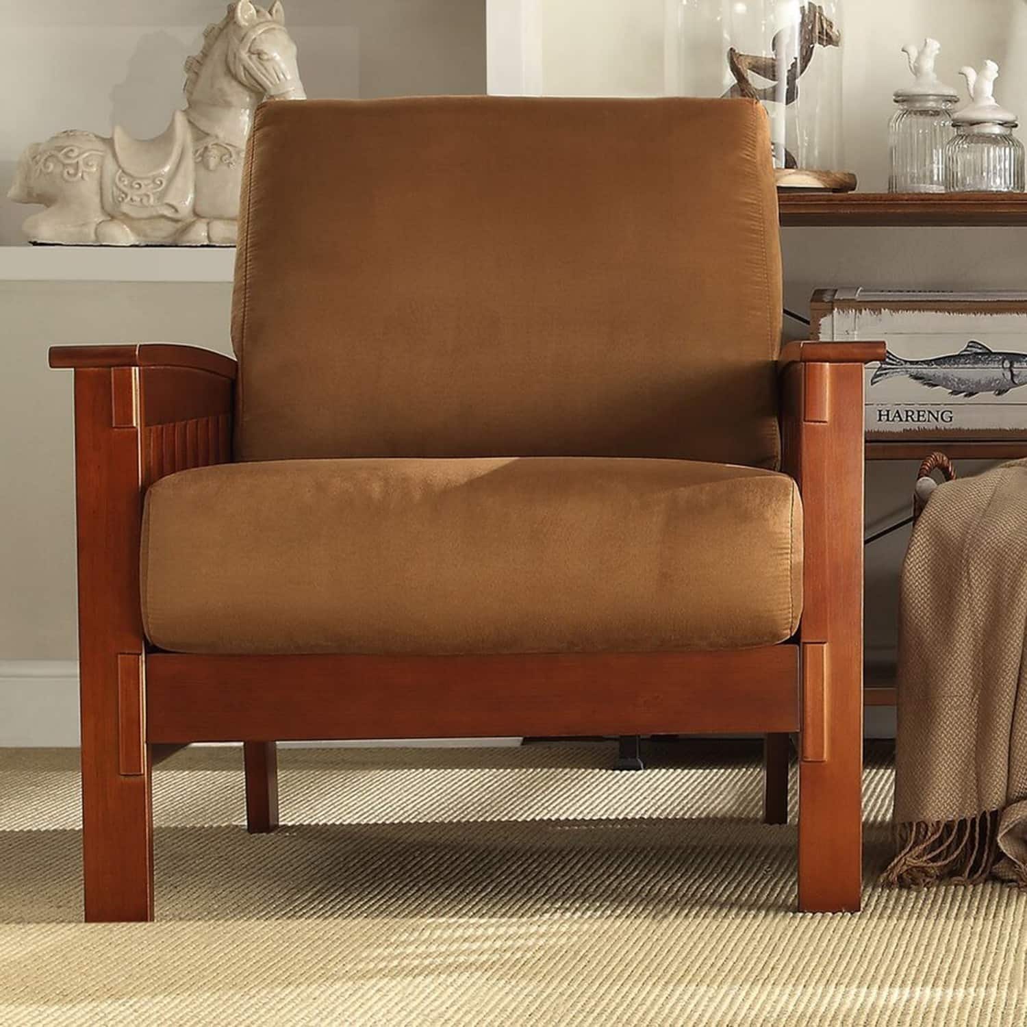 Olive Microfiber Mission Chair Z98088