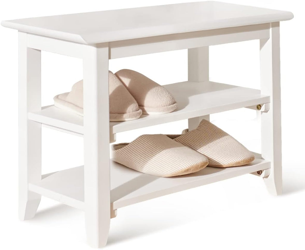 3 Tier Wooden Shoe Rack Bench, Dark Brown 47.2 L78785